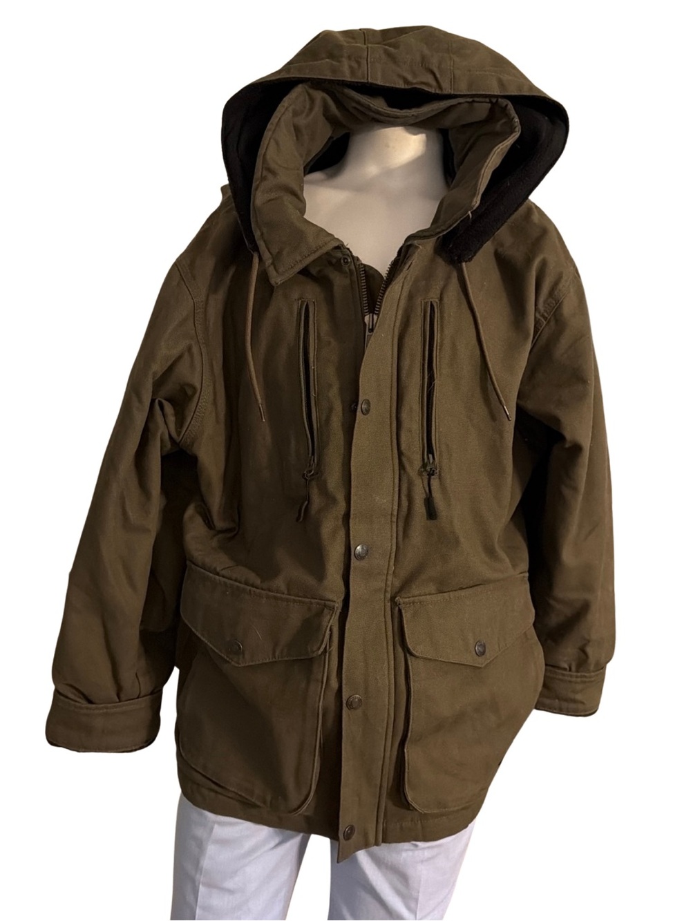 Ridgecut Men's Toughwear Work Coat Brown Removable Hood Heavy Lining Warm 2XL